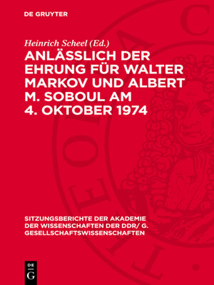 cover image of Anläßlich der Ehrung für Walter Markov und Albert M. Soboul am 4. Oktober 1974